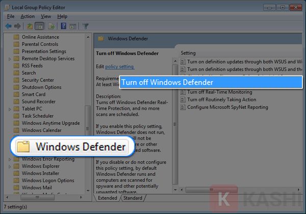 Tắt phần mềm diệt virus Windows Defender.