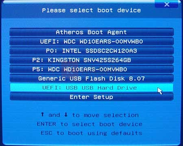 Boot Options theo chuẩn UEFI
