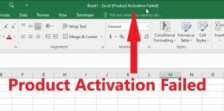 Thông báo lỗi Product Activation Failed trong Microsoft Excel