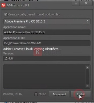 Chọn "Adobe Premiere Pro CC 2015.3" và nhấn "Install"