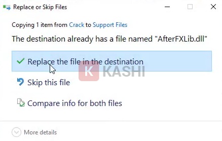 Nhấn chọn "Replace the file in the destination"